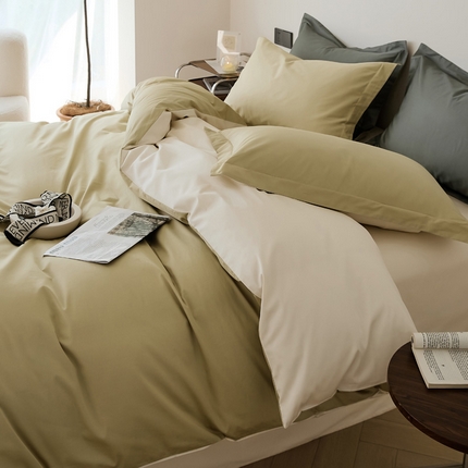 91家纺网 家纺一手货源 找家纺 EH家居 2024新款长绒棉拼色四件套系列--常规版 茉莉黄