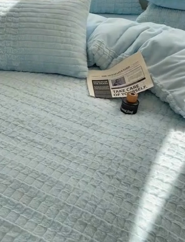 91家纺网 家纺一手货源 找家纺 2024新款全消光兔毛320克牛奶绒A类纯色立体四件套 天空蓝