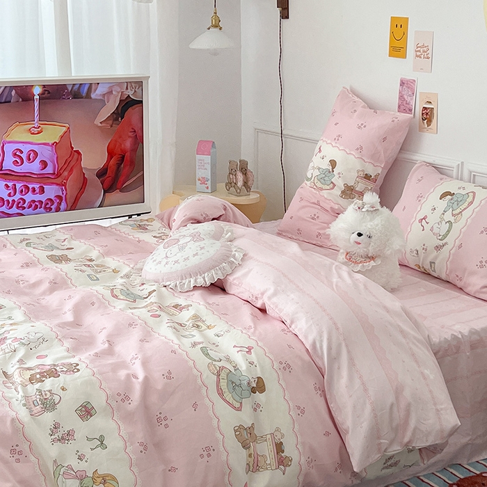 91家纺网 家纺一手货源 找家纺 昔可 2024新款13070全棉四件套系列（第三批） 樱芙公主的一天