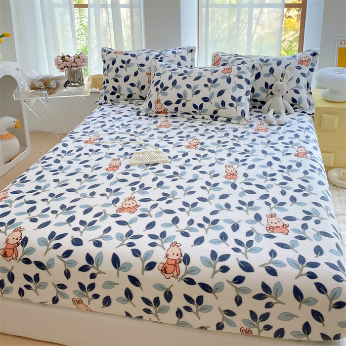 91家纺网 家纺一手货源 找家纺 凯儿家纺  2024新款加厚高克重印花系列单床笠 萌萌兔