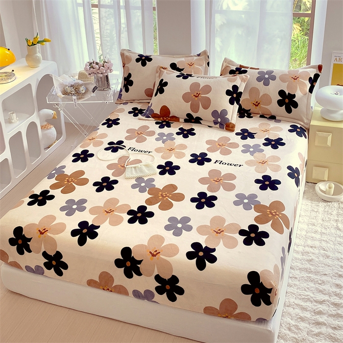 91家纺网 家纺一手货源 找家纺 凯儿家纺  2024新款加厚高克重印花系列单床笠 落樱缤纷