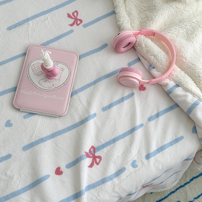 91家纺网 家纺一手货源 找家纺 昔可家纺 2024新款羊羔绒牛奶绒毛毯系列（三）-ins小清新系列 梦幻蝴蝶结