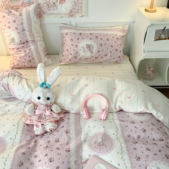 91家纺网 家纺一手货源 找家纺 昔可 2024新款13070全棉四件套系列（第三批） 梦游仙境兔