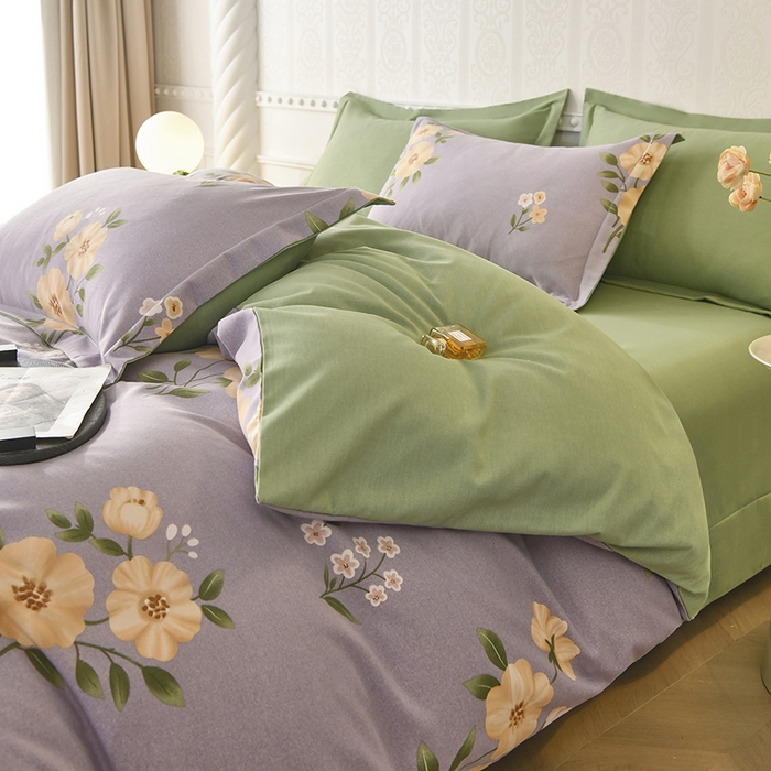 91家纺网 家纺一手货源 找家纺 优尚家纺 2025新款全棉磨毛纯棉喷气印花清新轻奢款四件套 轻奢款-幽香雅韵