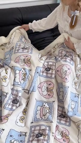 91家纺网 家纺一手货源 找家纺 昔可家纺 2024新款羊羔绒牛奶绒毛毯系列（三）-卡通系列 泡芙卷卷