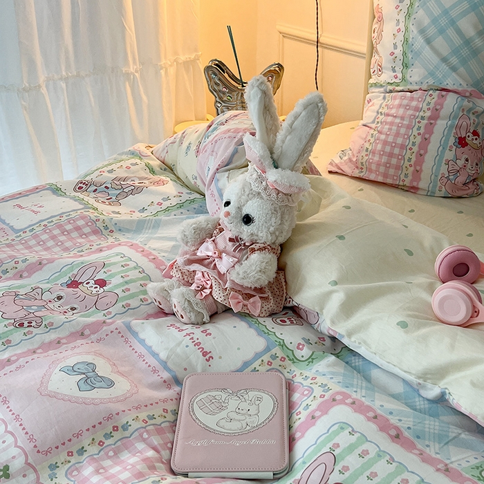 91家纺网 家纺一手货源 找家纺 昔可 2024新款13070全棉四件套系列（第三批） 饼饼小兔