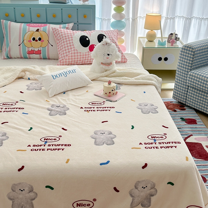 91家纺网 家纺一手货源 找家纺 昔可家纺 2024新款羊羔绒牛奶绒毛毯系列（三）-卡通系列 朱古力小灰熊