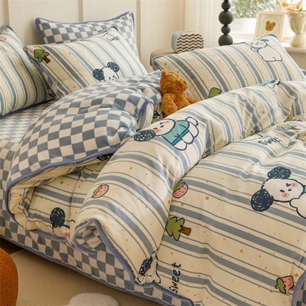 91家纺网 家纺一手货源 找家纺 (总）红粉佳人 2025新款棉加绒印花四件套