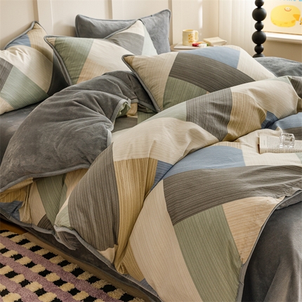 91家纺网 家纺一手货源 找家纺 (总）红粉佳人 2025新款棉加绒印花四件套