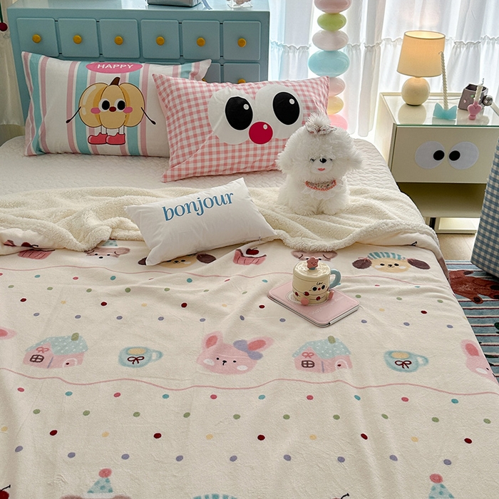 91家纺网 家纺一手货源 找家纺 昔可家纺 2024新款羊羔绒牛奶绒毛毯系列（三）-卡通系列 萌宠小窝