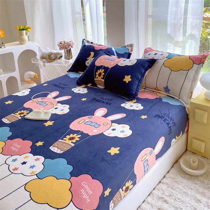 91家纺网 家纺一手货源 找家纺 凯儿家纺  2024新款加厚高克重印花系列单床笠 天空之旅