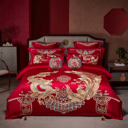 用心 2025新款婚庆全棉刺绣四件套多件套系列 皇家龙凤