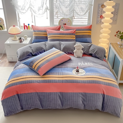 91家纺网 家纺一手货源 找家纺 （总）鸿羽樱（鸿羽樱）家纺 2025新款直播热款小清新牛奶绒四件套