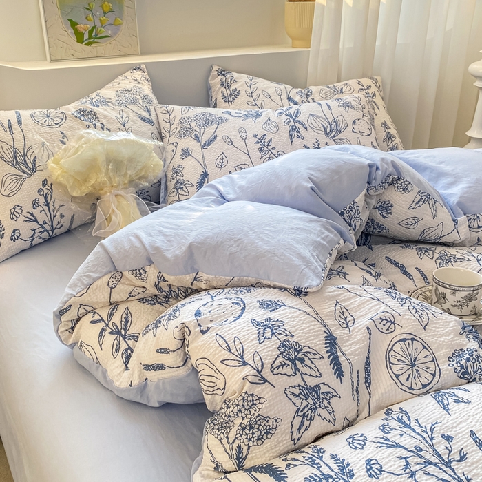 91家纺网 家纺一手货源 找家纺 悦织湾家纺 2025新款轻奢北欧风小清新印花水洗棉四件套 洛丽塔