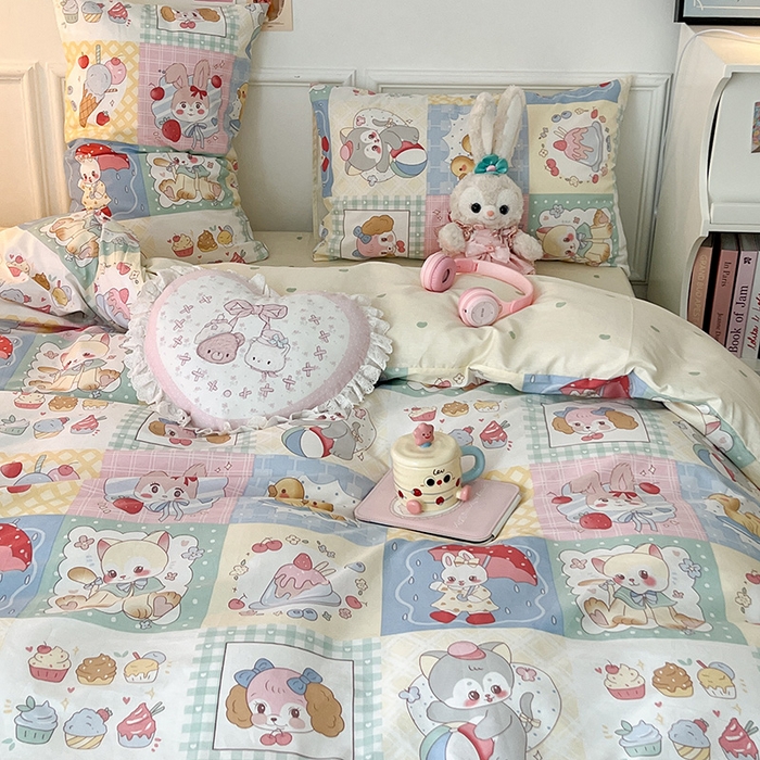 91家纺网 家纺一手货源 找家纺 昔可 2024新款13070全棉四件套系列（第三批） 昭和萌宠