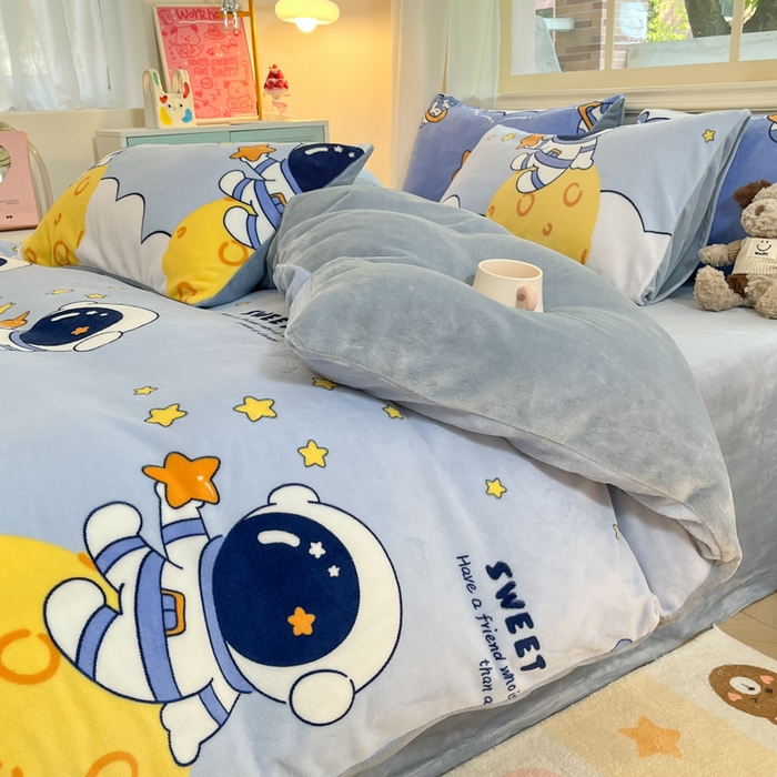 91家纺网 家纺一手货源 找家纺 （总）卡派 2024新款冬季亲肤透气牛奶绒印花四件套