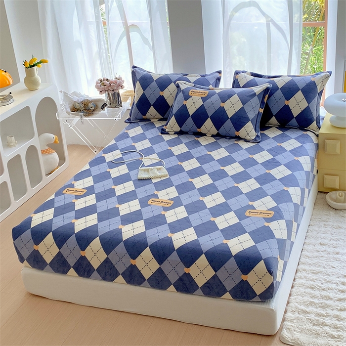 91家纺网 家纺一手货源 找家纺 凯儿家纺  2024新款加厚高克重印花系列单床笠 英伦时光