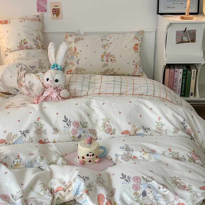 91家纺网 家纺一手货源 找家纺 昔可 2024新款13070全棉四件套系列（第三批） 小兔派对