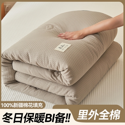 91家纺网 家纺一手货源 找家纺 2024新款b类纯棉华夫格提花100%新疆棉花冬被 风格一 华夫格棉花被-浅灰