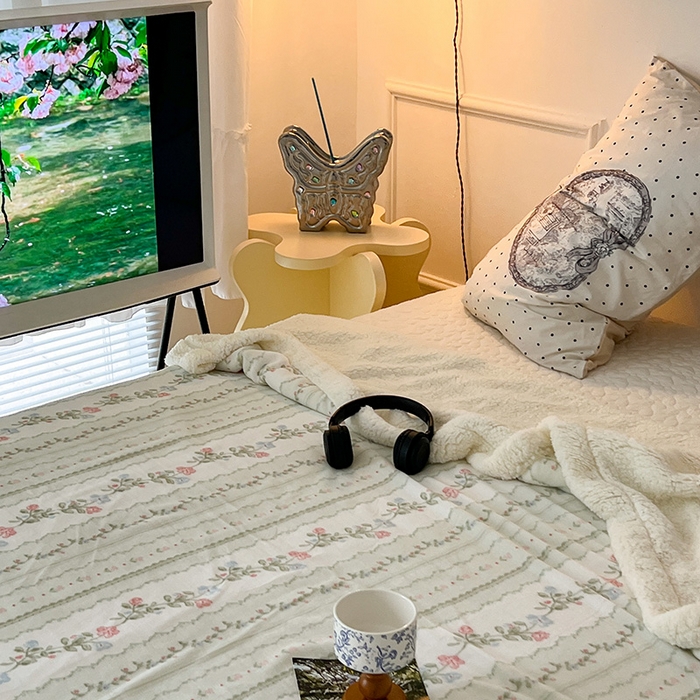 91家纺网 家纺一手货源 找家纺 昔可家纺 2024新款羊羔绒牛奶绒毛毯系列（三）-ins小清新系列 琉璃花语