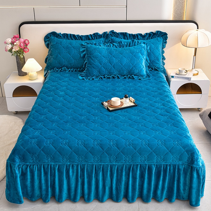 91家纺网 家纺一手货源 找家纺 馨梦缘 2025新款亲肤舒适纯色高克重牛奶绒单床盖 单床盖-蓝