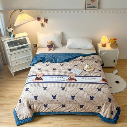 91家纺网 家纺一手货源 找家纺 总 宜梦家居【需要买家秀请联系老板】 2025新款婴儿牛奶豆豆双面绒春秋被子冬被芯大豆被