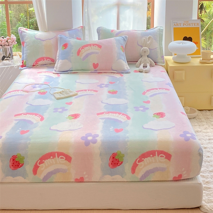 91家纺网 家纺一手货源 找家纺 凯儿家纺  2024新款加厚高克重印花系列单床笠 云间光彩