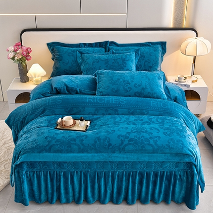 91家纺网 家纺一手货源 找家纺 （总）馨梦缘 2025新款高克重加厚牛奶绒雕花床盖款四件套-控价228