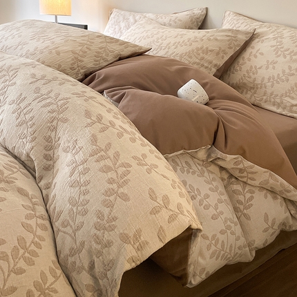 91家纺网 家纺一手货源 找家纺 （总）蓝邻家纺 2025新款色织三层纱磨毛四件套系列