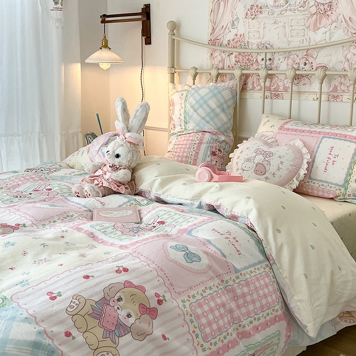 91家纺网 家纺一手货源 找家纺 昔可 2024新款13070全棉四件套系列（第三批） 饼饼小兔