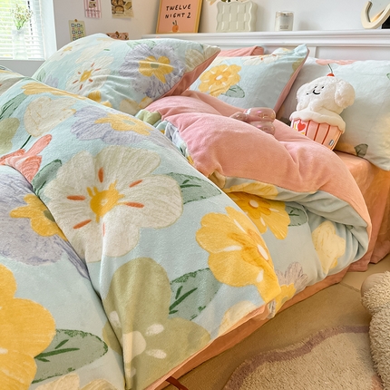 （总）2024新款200g加厚防静电牛奶绒小清新四件套