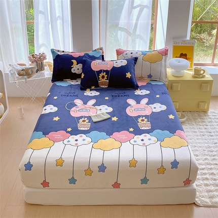 91家纺网 家纺一手货源 找家纺 凯儿家纺  2024新款加厚高克重印花系列单床笠 天空之旅