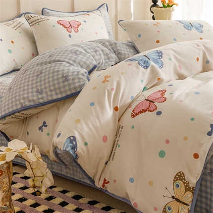 91家纺网 家纺一手货源 找家纺 (总）红粉佳人 2025新款棉加绒印花四件套