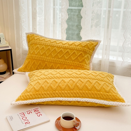 梦舒羽  2025新款220克高克重塔芙绒枕套枕芯套宿舍枕头套单人一对装 柠檬黄