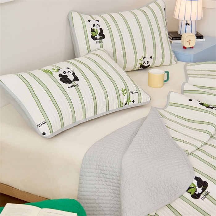 91家纺网 家纺一手货源 找家纺 美优兰 2025春款全棉单面高温砂洗床盖 顽皮熊