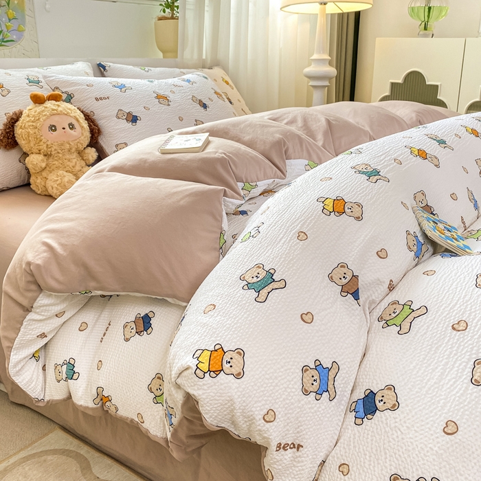 91家纺网 家纺一手货源 找家纺 悦织湾家纺 2025新款轻奢北欧风小清新印花水洗棉四件套 好朋友