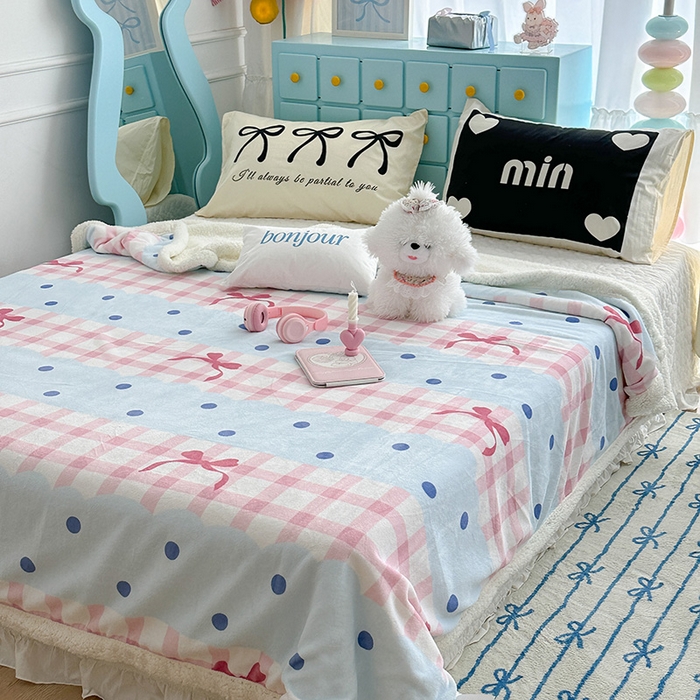 91家纺网 家纺一手货源 找家纺 昔可家纺 2024新款羊羔绒牛奶绒毛毯系列（三）-ins小清新系列 芭蕾美学