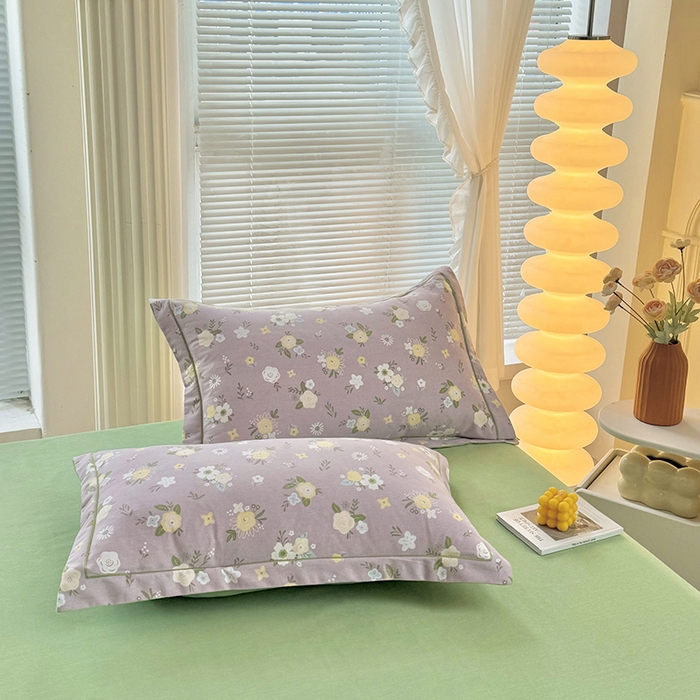 91家纺网 家纺一手货源 找家纺 优尚家纺 2025新款全棉磨毛纯棉喷气印花清新轻奢款四件套 清新款-粉韵花庭