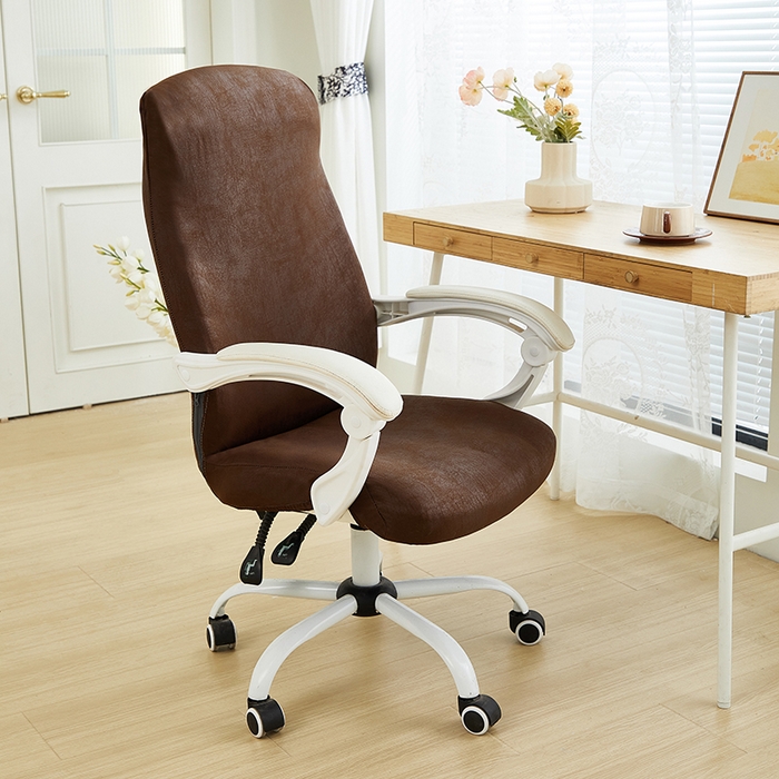 91家纺网 家纺一手货源 找家纺 丝绮鹿 2024新款防水皮革办公椅套拉链款 深咖