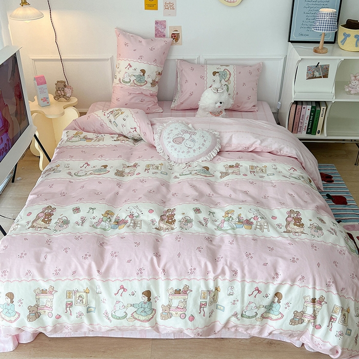 91家纺网 家纺一手货源 找家纺 昔可 2024新款13070全棉四件套系列（第三批） 樱芙公主的一天