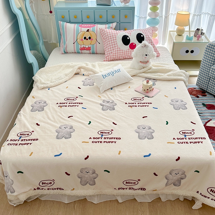 91家纺网 家纺一手货源 找家纺 昔可家纺 2024新款羊羔绒牛奶绒毛毯系列（三）-卡通系列 朱古力小灰熊