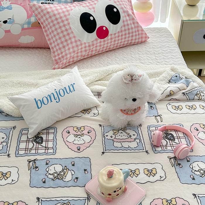 91家纺网 家纺一手货源 找家纺 昔可家纺 2024新款羊羔绒牛奶绒毛毯系列（三）-卡通系列 泡芙卷卷