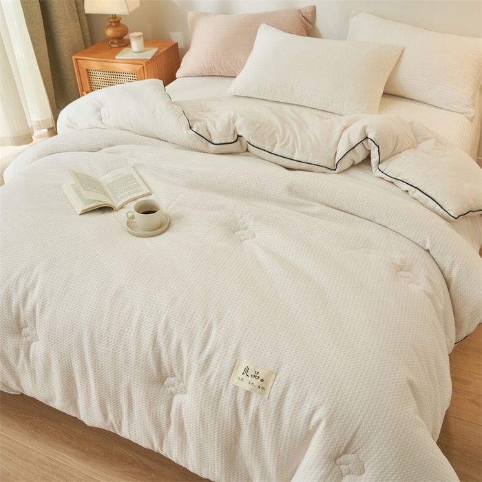 91家纺网 家纺一手货源 找家纺 2024新款b类纯棉华夫格提花100%新疆棉花冬被 风格一 华夫格棉花被-本白