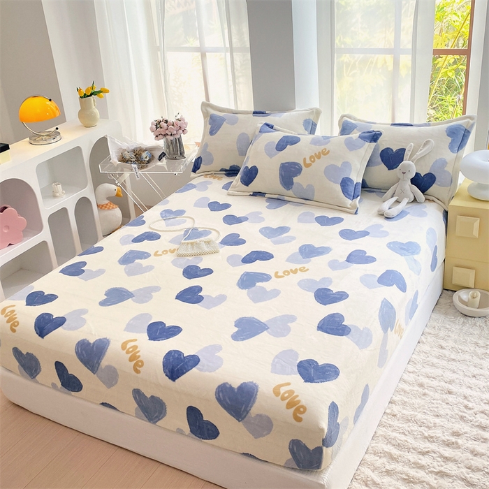 91家纺网 家纺一手货源 找家纺 凯儿家纺  2024新款加厚高克重印花系列单床笠 怦然心动