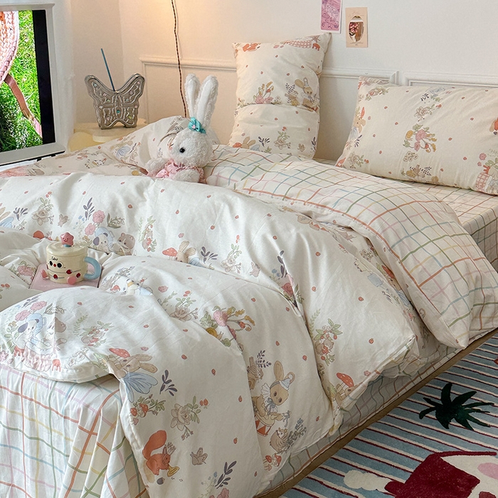 91家纺网 家纺一手货源 找家纺 昔可 2024新款13070全棉四件套系列（第三批） 小兔派对