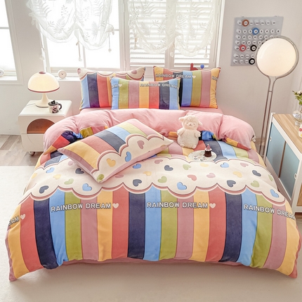 91家纺网 家纺一手货源 找家纺 （总）鸿羽樱（鸿羽樱）家纺 2025新款直播热款小清新牛奶绒四件套