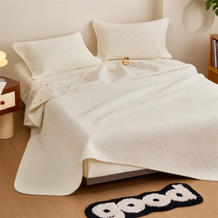 美优兰 2025秋冬新款棉加绒床盖单品床盖三件套 棉加绒白色
