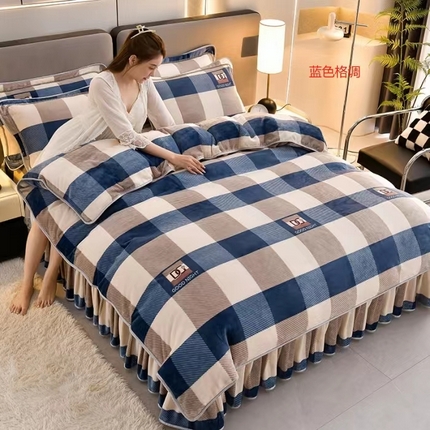 91家纺网 家纺一手货源 找家纺 （总）沐妍家纺 2025新款7斤加厚保暖金貂绒牛奶绒印花四件套