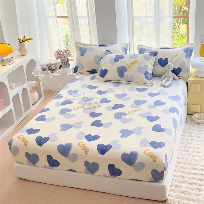 91家纺网 家纺一手货源 找家纺 凯儿家纺  2024新款加厚高克重印花系列单床笠 怦然心动