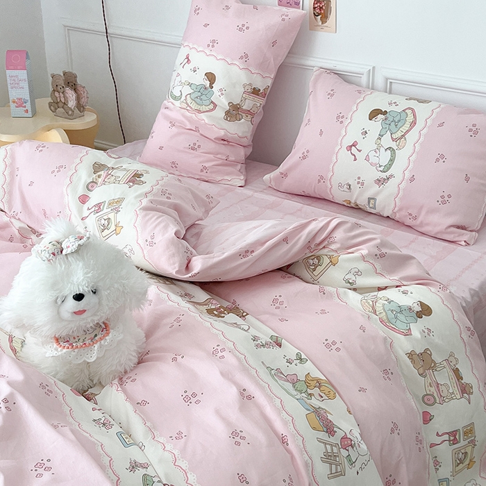 91家纺网 家纺一手货源 找家纺 昔可 2024新款13070全棉四件套系列（第三批） 樱芙公主的一天